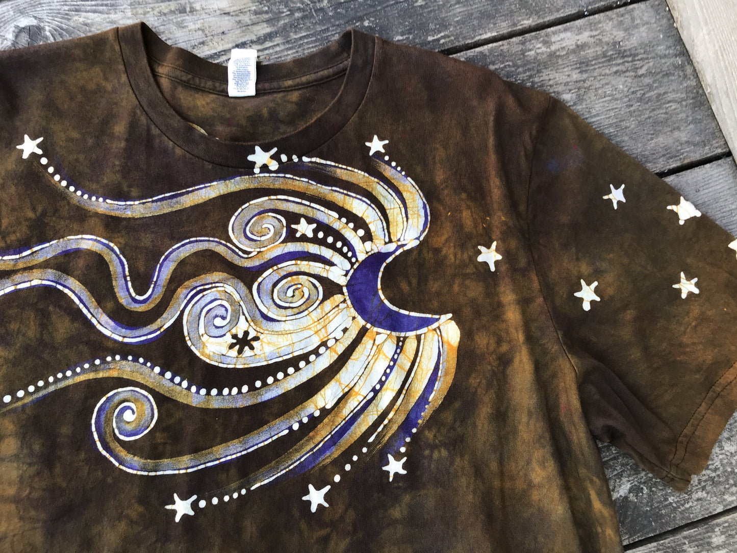 Pura Vida Dark Gold Moonlight Handmade Batikwalla Tshirt - Size XL