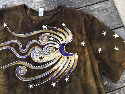 Pura Vida Dark Gold Moonlight Handmade Batikwalla Tshirt - Size XL