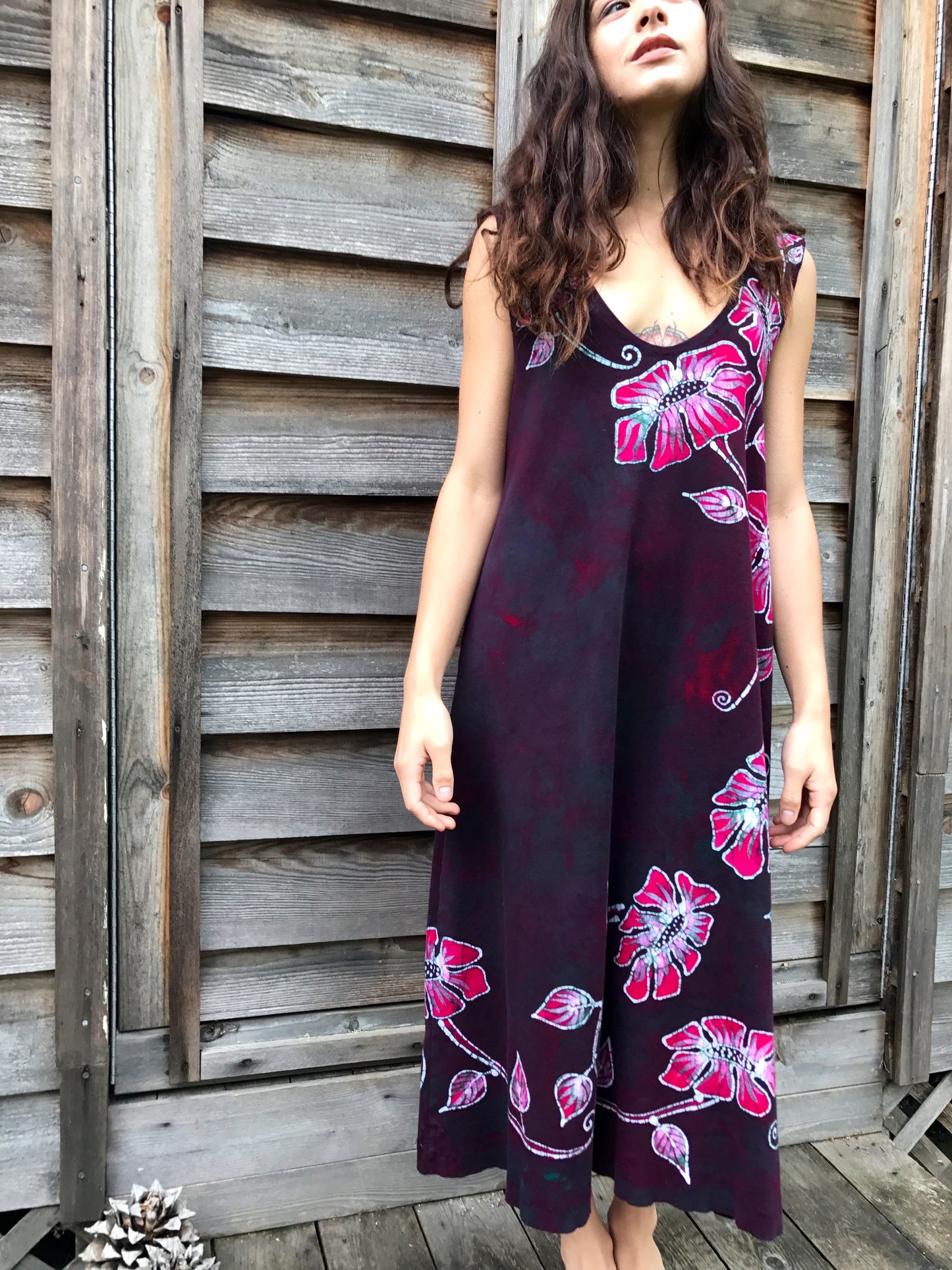 Flower Power in Tourmaline Temptation Batikwalla Dress in Organic Cotton - Size Large