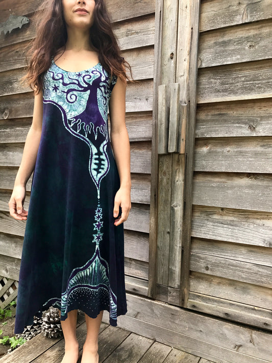 Mystic Mountain Moonrises Batikwalla Dress in Organic Cotton - Size Medium/Large