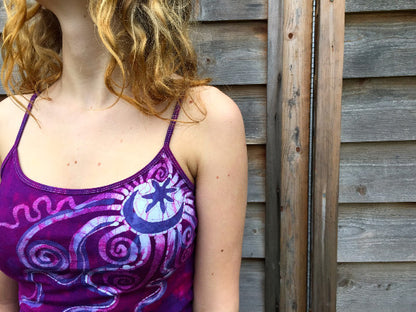 Magenta Moondance Stretchy Batik Camisole - Medium - Batikwalla 
 - 1