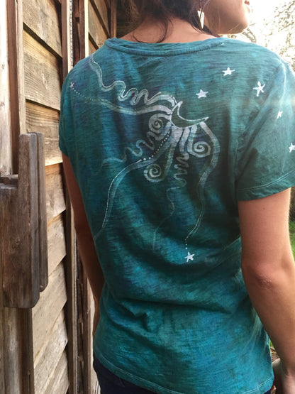 Light Teal Moon Star Handmade Batik Summer Tee - Batikwalla 
 - 6