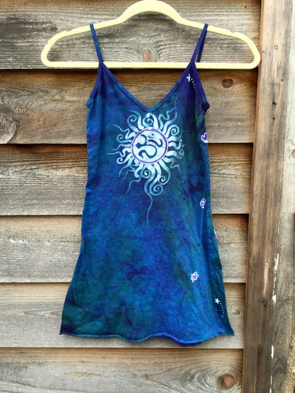 Teal and Purple Batik Om Long Cotton Camisole - Batikwalla 
 - 5