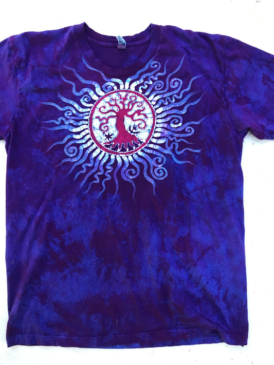 Pink & Purple Sun Tree Handmade Batikwalla Tshirt - Size XL