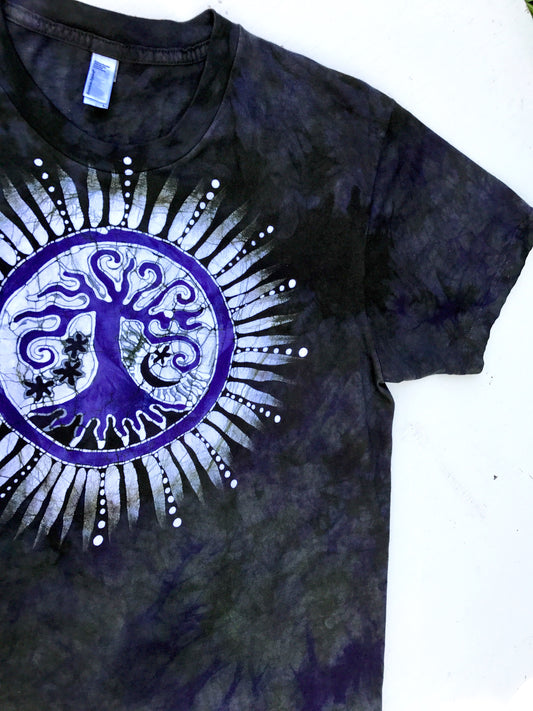 Purple And Sage Tree Handmade Batikwalla Tshirt - Size Large