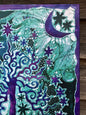 Teal Tree Canvas Giclée Batik Print - With Purple Iridescent Highlights