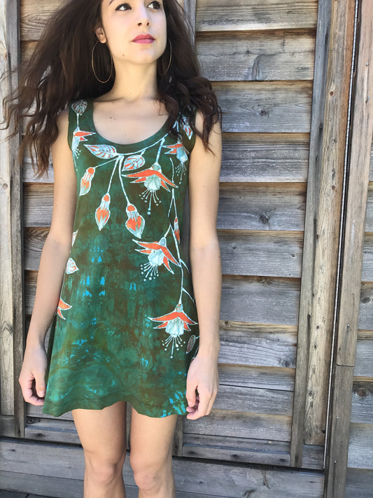 Fuchsias Are Surprising Batikwalla Mini Dress in Organic Cotton - Size Small