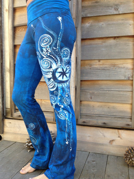 Blue on Blue Batik Stretchy Movement Pants