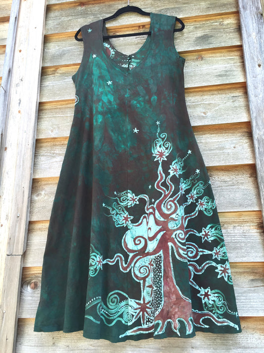 Trees of the Mystic Forest Organic Cotton Batik Dress - Batikwalla 
 - 1