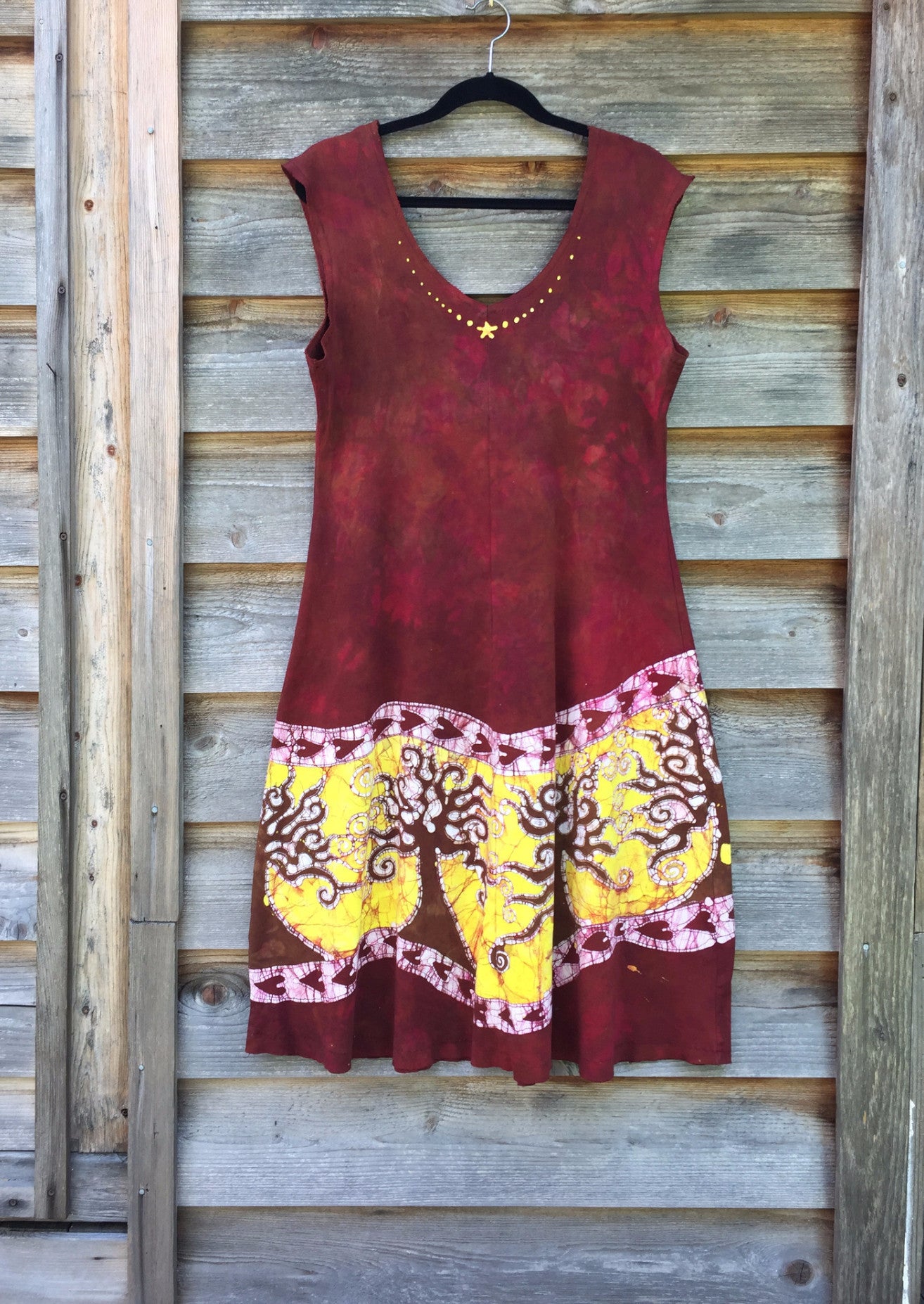 Hillsides of Madrone Organic Cotton Batik Dress - size XL - Batikwalla 
 - 2