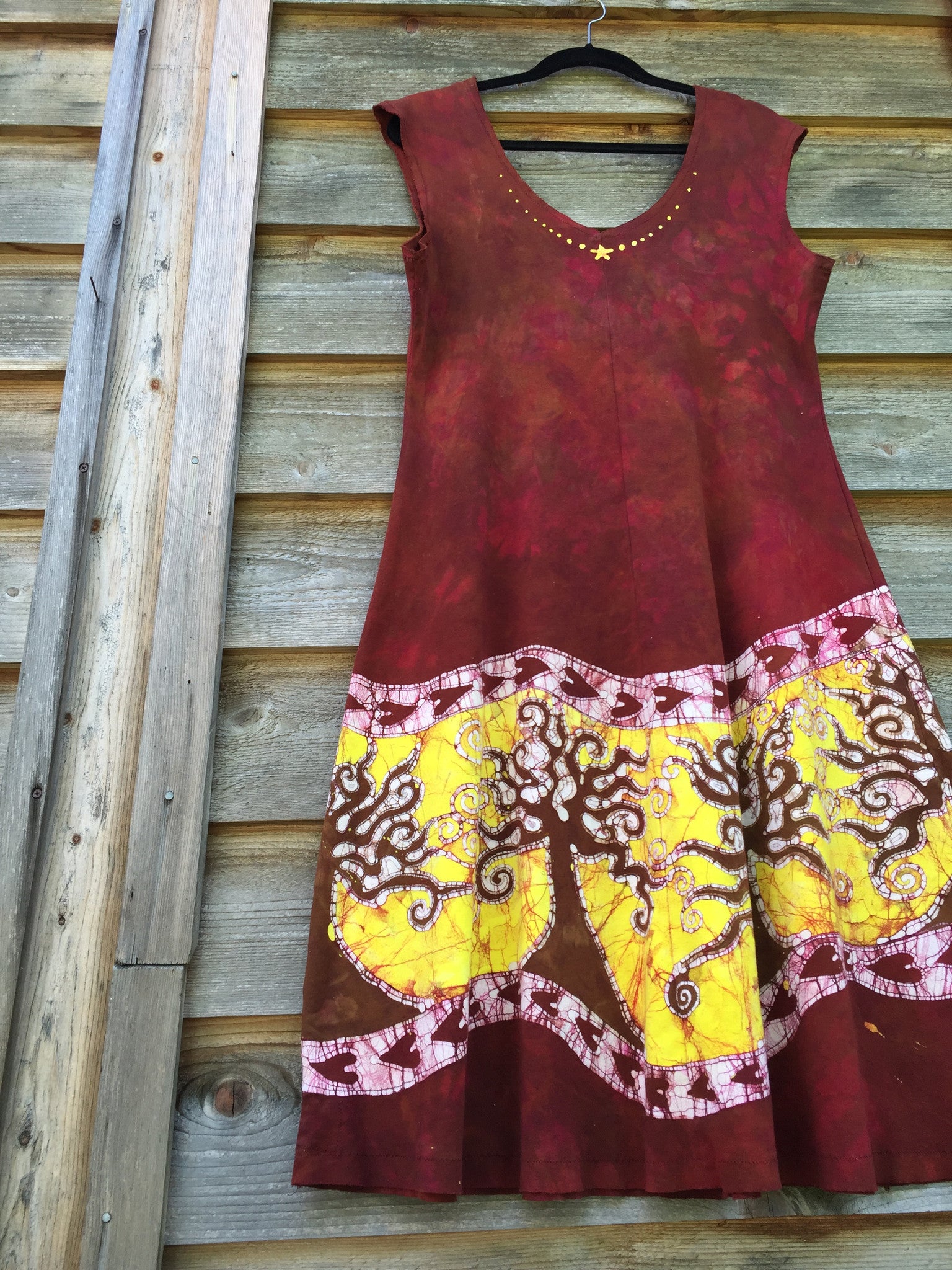 Hillsides of Madrone Organic Cotton Batik Dress - size XL - Batikwalla 
 - 1