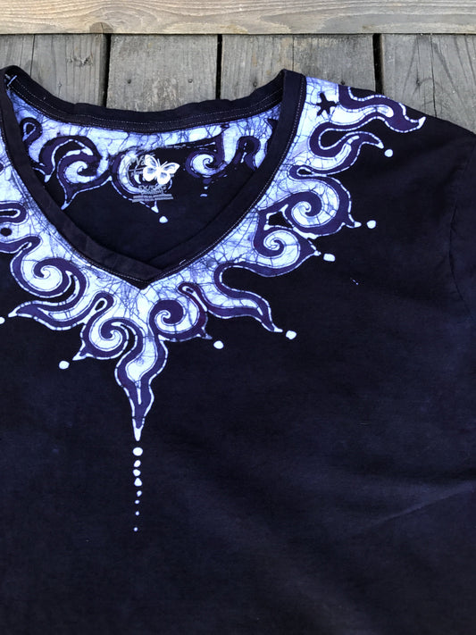 Navy Blue Necklace Vneck Tee - Plus Size 5X