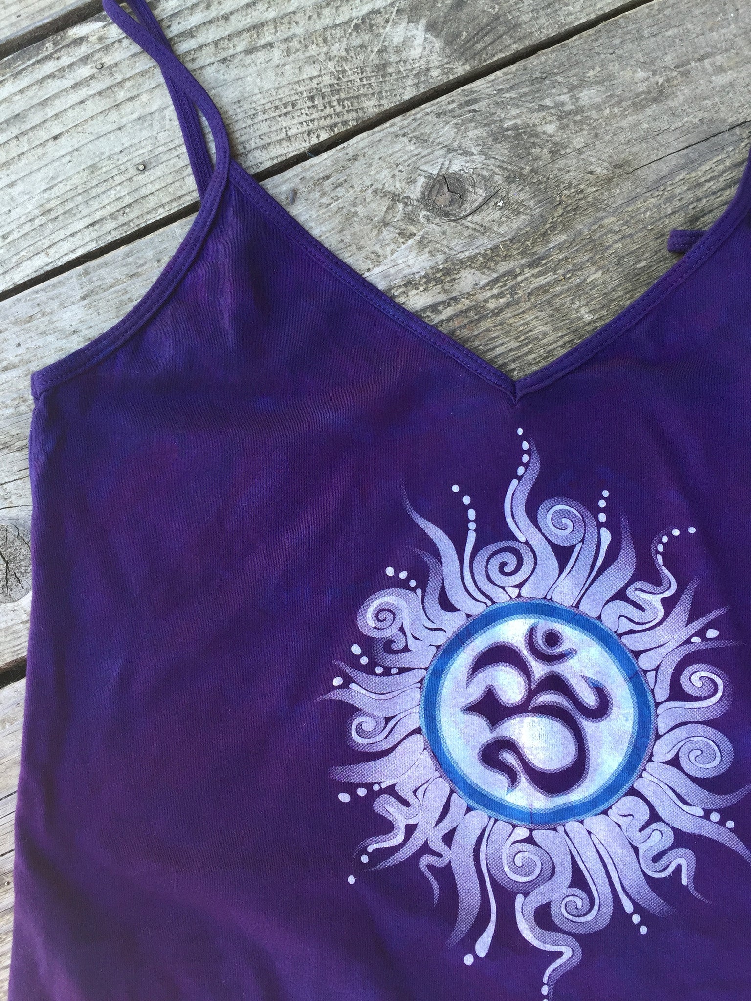 Purple and Blue Om - Batik Print Camisole