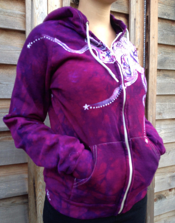 Pink Om Brighten Up A Cloudy Day Organic Batik Hoodie - Batikwalla 
 - 2