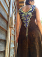 Gold and Purple Lava Rock Handmade Organic Cotton Batik Dress - Size Small - Batikwalla 
 - 1