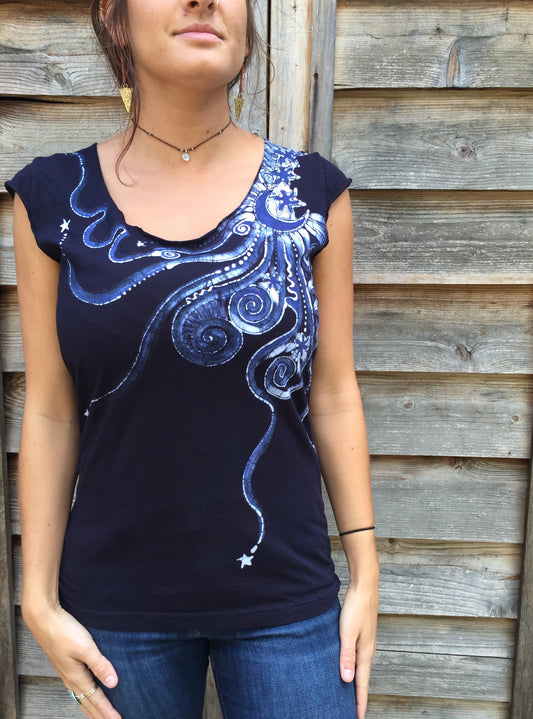Midnight Moonlight Batik Top in Deep Blue - Batikwalla 
 - 1