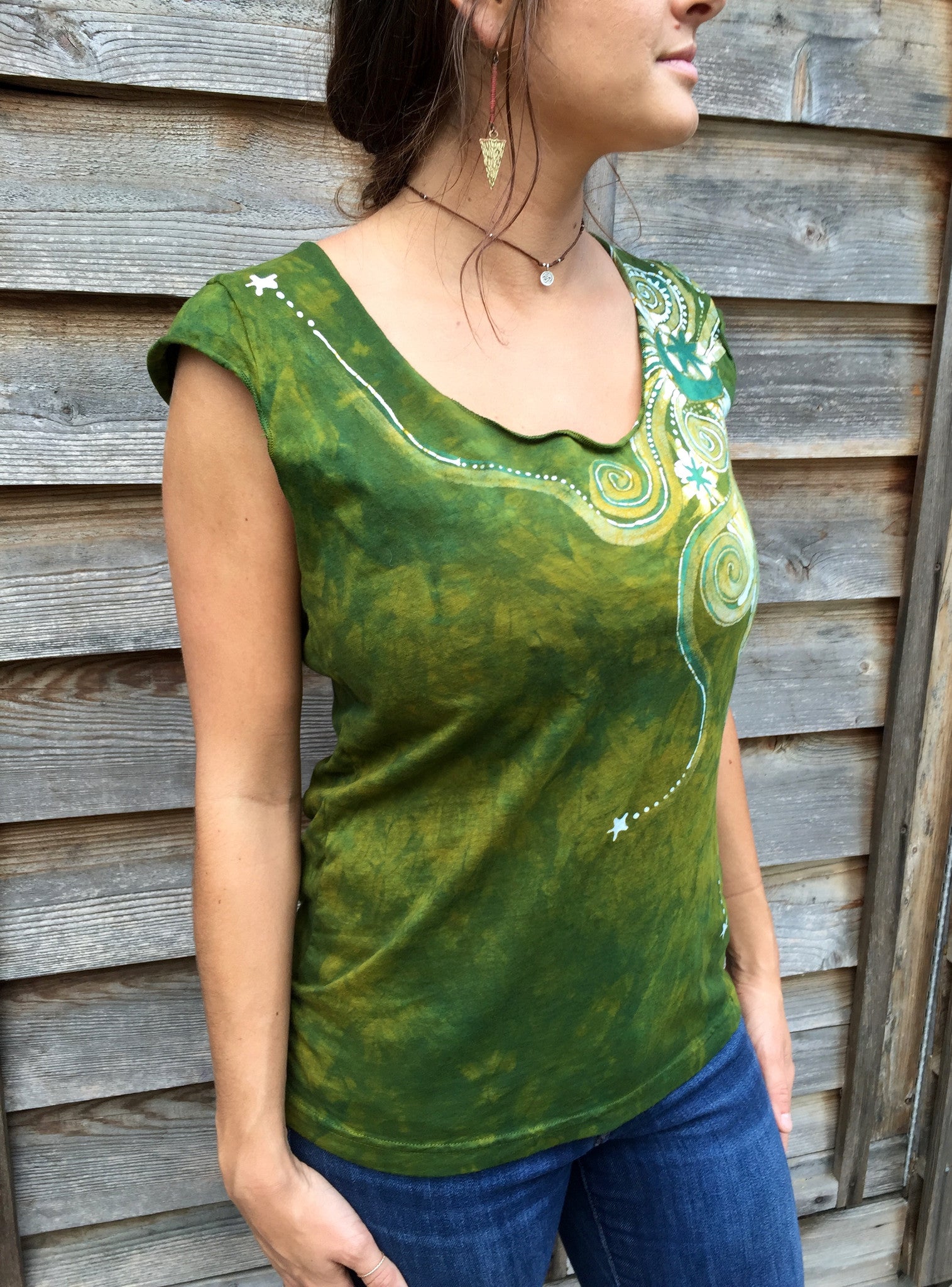 Moon Beams In Dancing Green Batik Top - Batikwalla 
 - 3