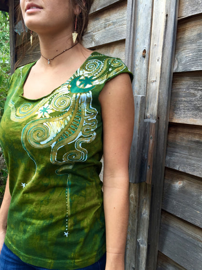 Moon Beams In Dancing Green Batik Top - Batikwalla 
 - 2