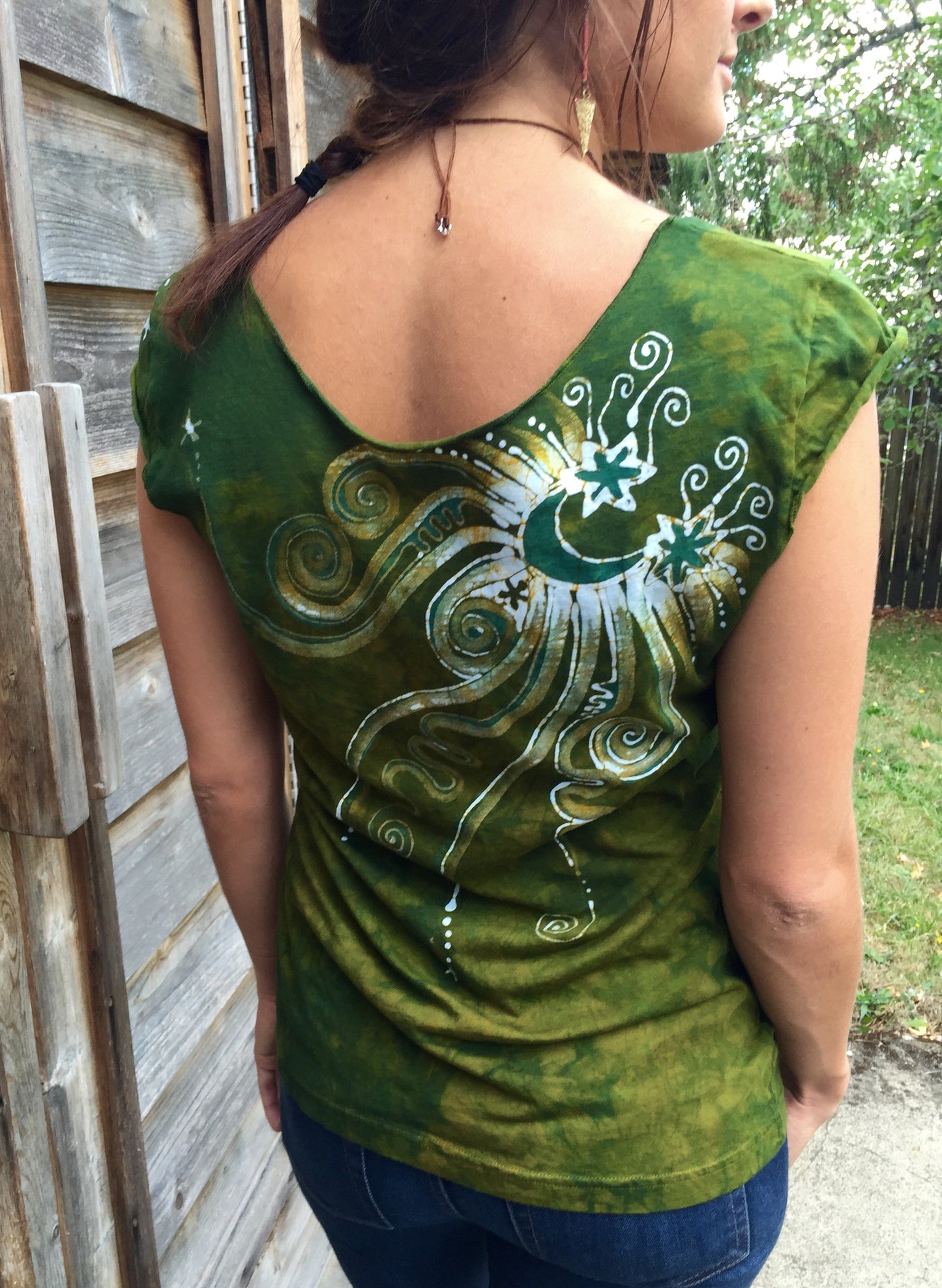 Moon Beams In Dancing Green Batik Top - Batikwalla 
 - 4