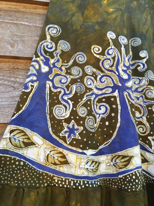 Oak Trees Dancing Organic Cotton Batik Dress - Early Fall - Size Large - Batikwalla 
 - 8