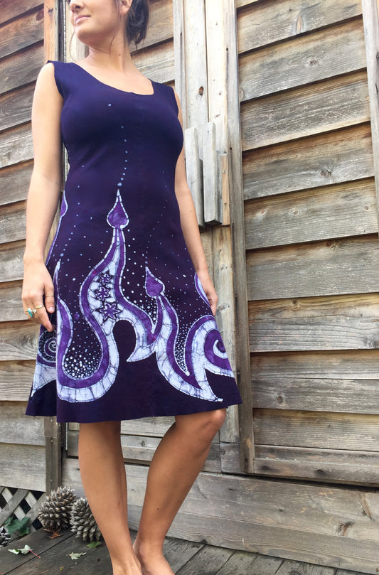 The Waves Are Dancing Organic Cotton Batik Dress - Size Medium