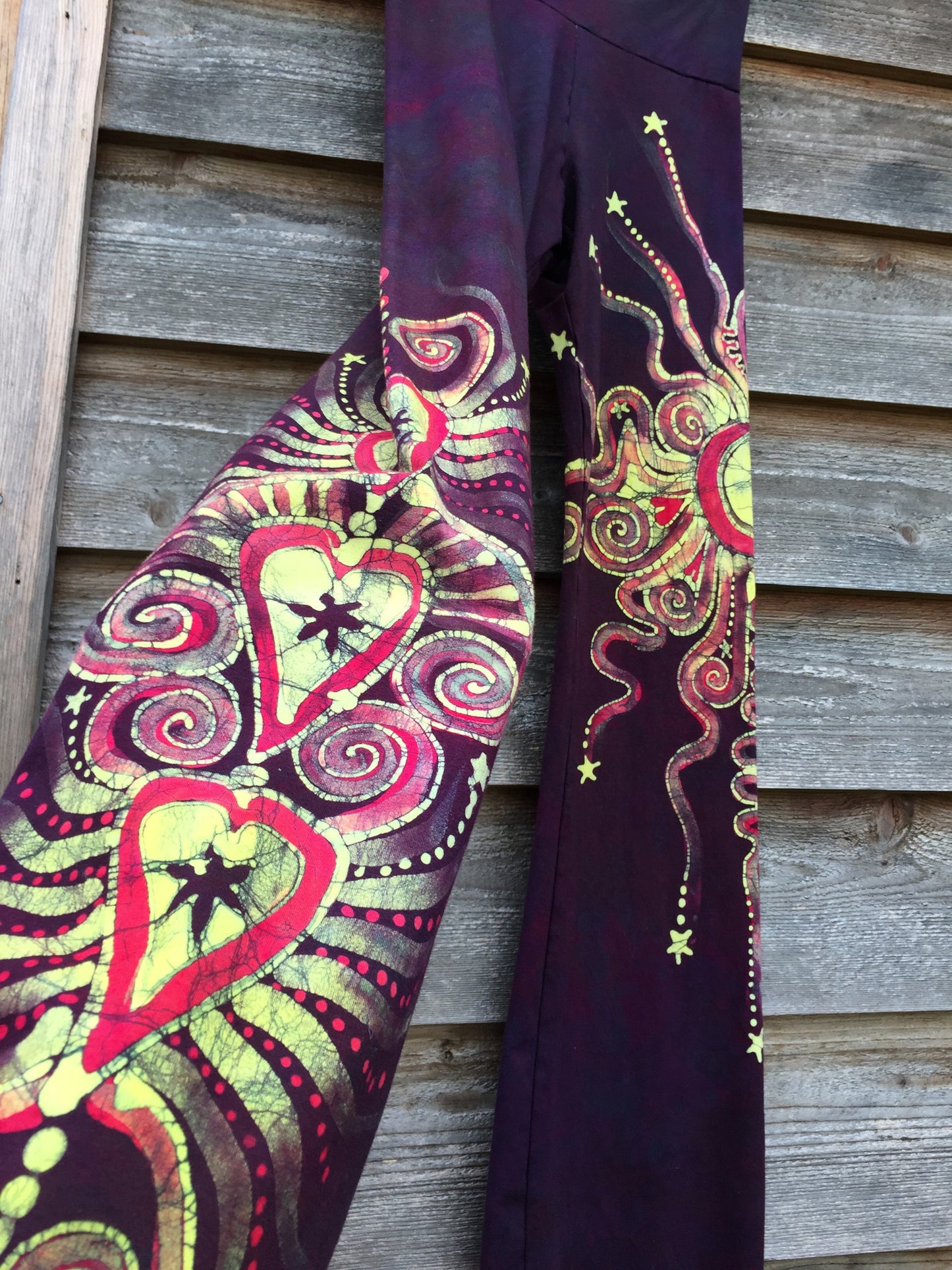 Crazy Hearts Handmade Batik Yoga Pants - Size Medium - Batikwalla 
 - 1