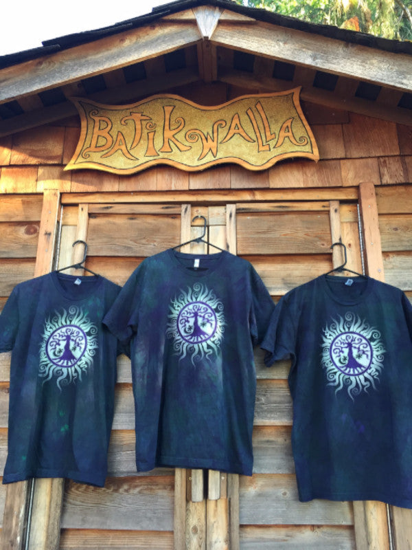 Teal and Purple Tree of Life Organic Tshirt - Batik Print - Batikwalla 
 - 5