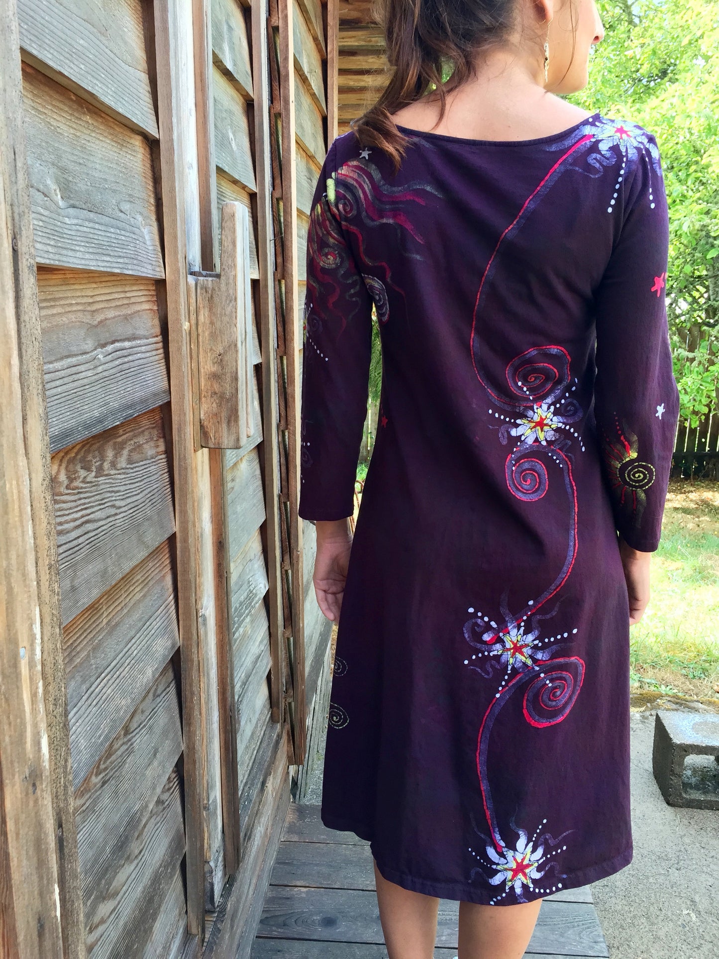 Electric Moonlight Vibes Dress - Long Sleeve Batik - Batikwalla 
 - 6