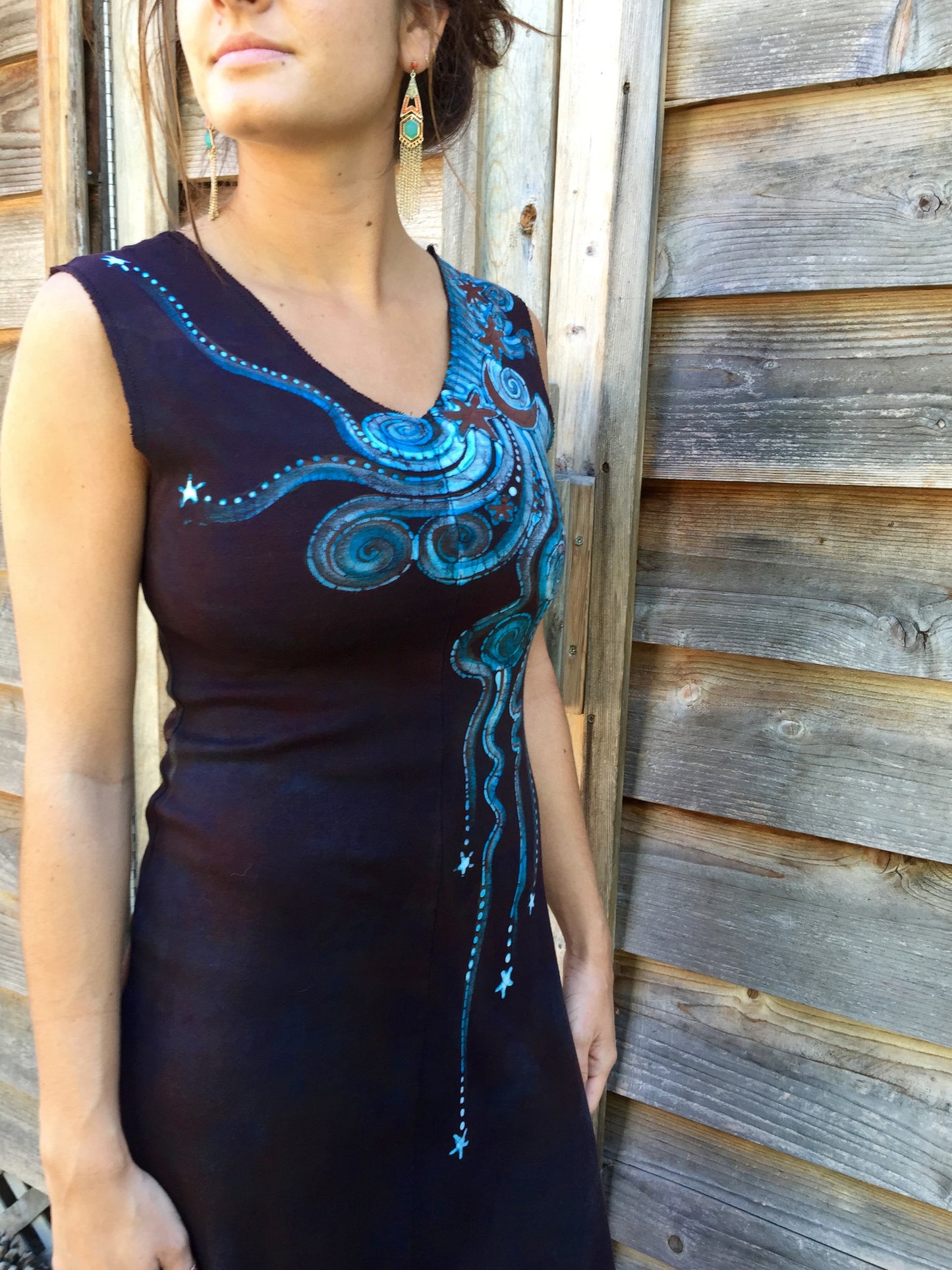 Reflections of a Midnight Moon Organic Cotton Batik Dress - Batikwalla 
 - 1