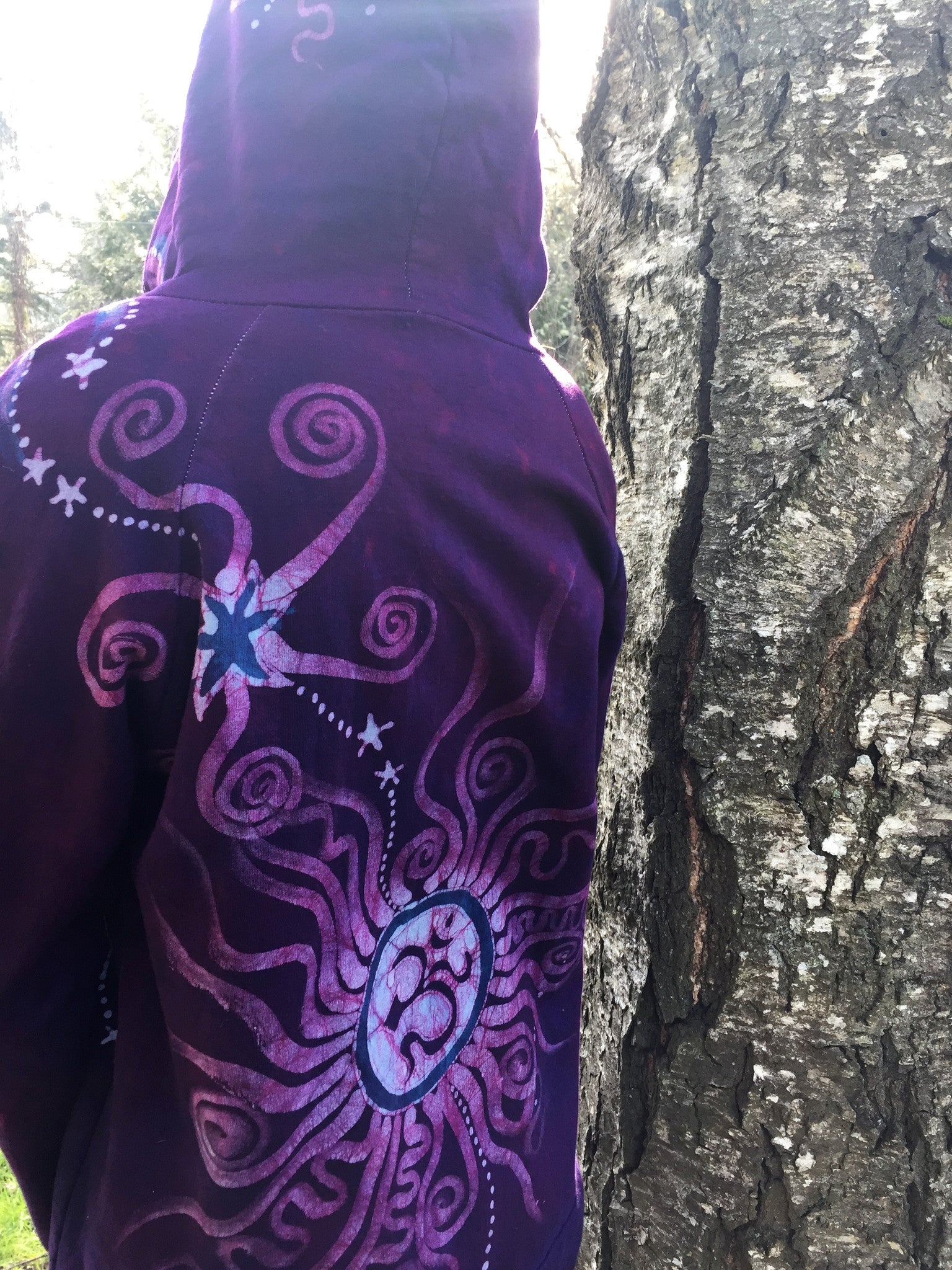 Magenta Om Star Organic Batik Hoodie - Batikwalla 
 - 4