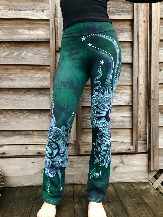 Teal and Purple Handmade Batikwalla Stretch Pants