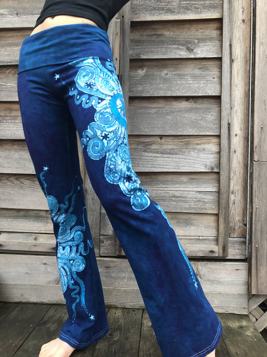 Super Blue Nova Handmade Batikwalla Yoga Pants