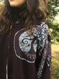 Eggplant and Steel The Moon Organic Cotton Batik Hoodie - Unisex Size 2X - Batikwalla 
 - 1