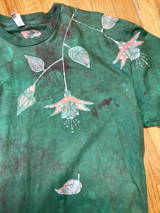 Peach Fuchsias Are Surprising In The Springtime Handmade Batikwalla Tshirt - Size 3X - Tall