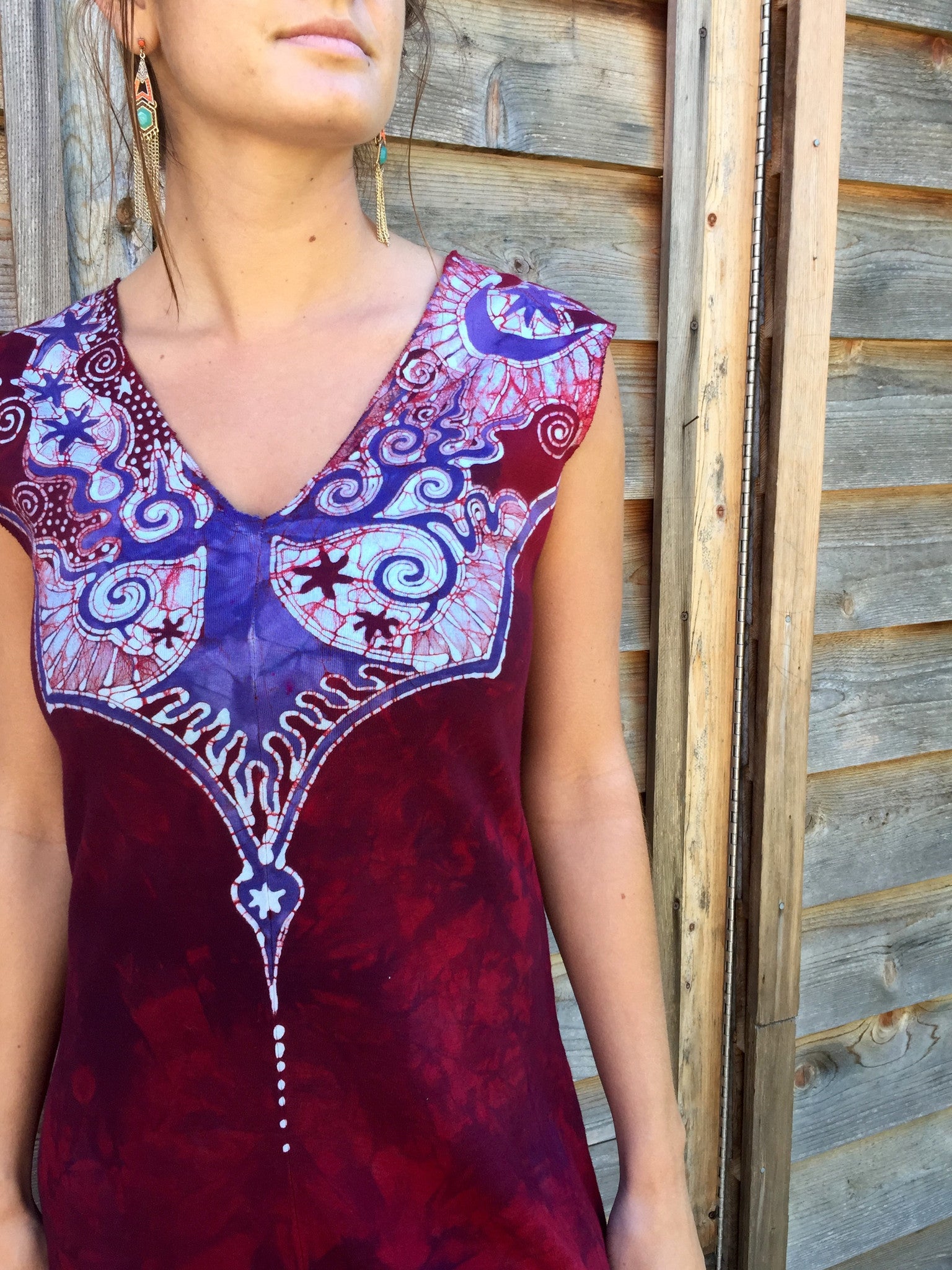 Cranberry Magick Organic Cotton Batik Dress - Batikwalla 
 - 8