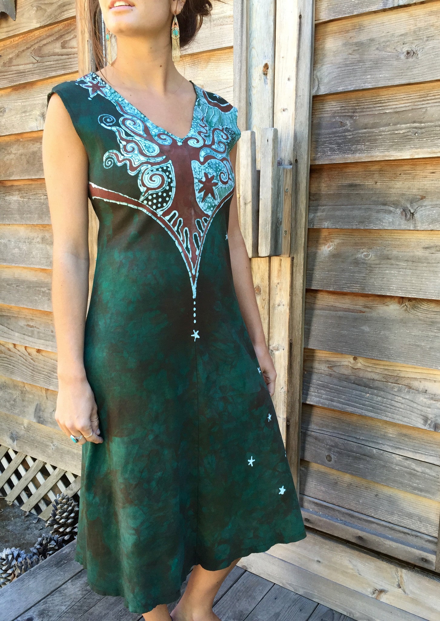 Usnea in the Oak Tree Organic Cotton Batik Dress - Batikwalla 
 - 4