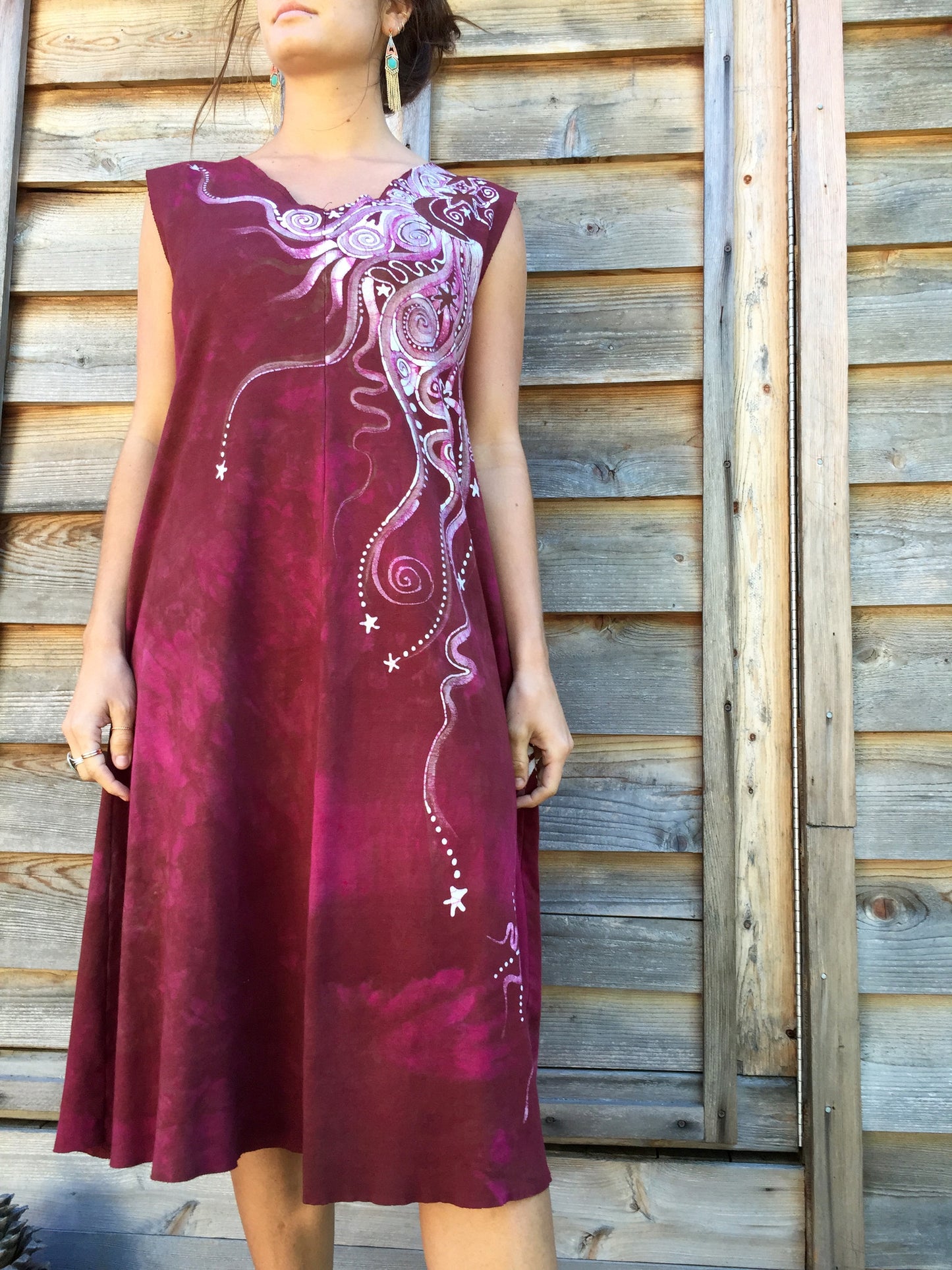 Moondance in the Rose Garden Organic Cotton Batik Dress - Batikwalla  - 5