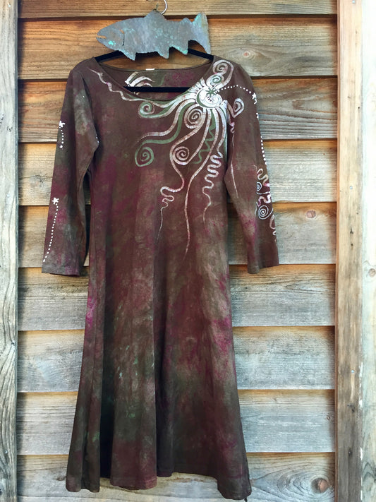 Sweet Shrooms Long Sleeve Batik Dress - Slight Imperfection - Batikwalla 
 - 1