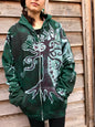 Forest Green Owl Hideaway Batik Hoodie Jacket - 2X or Large Unisex