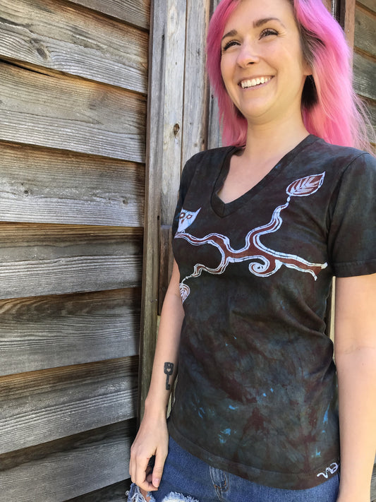 Owl In The Woods Vneck Tee Batikwalla by Victoria 