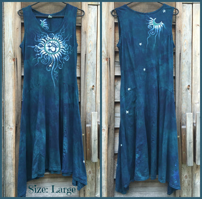 Teal Summer Om Cotton Batik Dress - Batikwalla 
 - 9