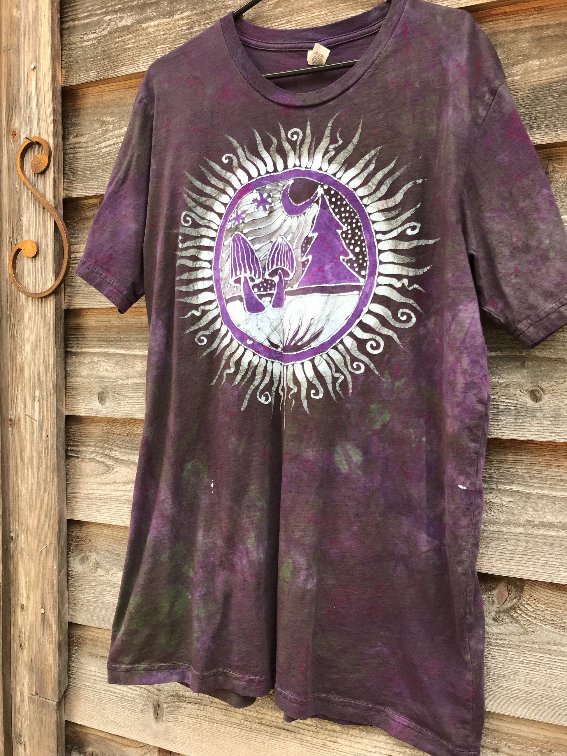 Purple Mushroom Forest Handmade Batikwalla Tshirt - 2X Long ONLY tshirt batikwalla 