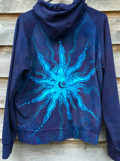 Blues Tree Mandala Handmade Batik Hoodie - Batikwalla 
 - 4