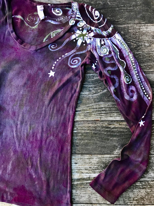 Sage and Mulberry Circle Of Life Long Sleeve Vneck Tee