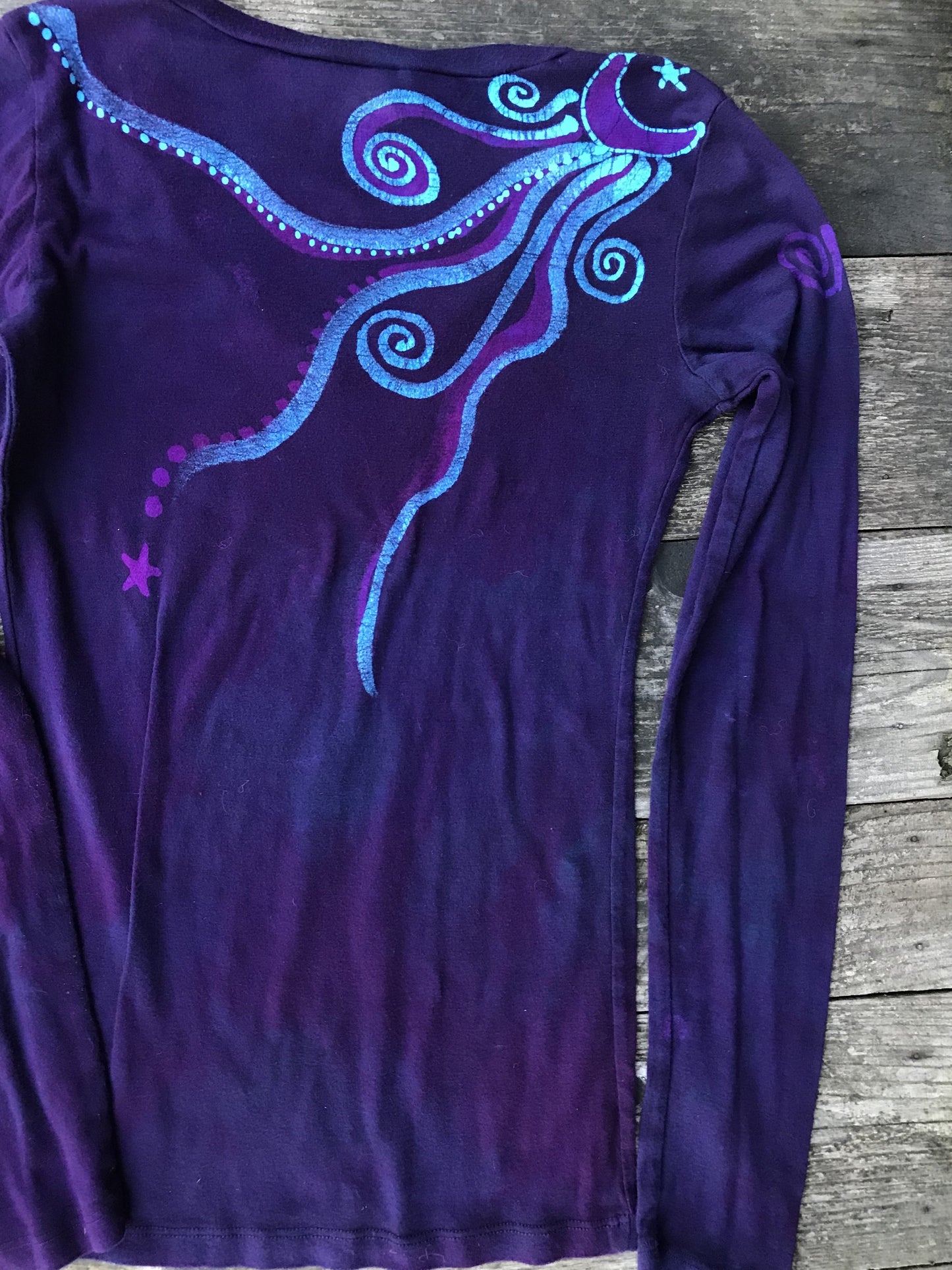 Midnight Moonbeams Long Sleeve Vneck Tee