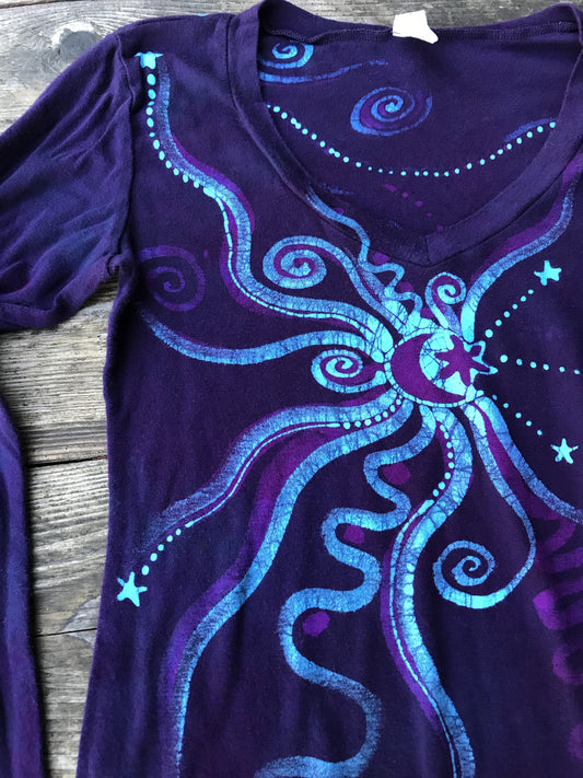 Midnight Moonbeams Long Sleeve Vneck Tee