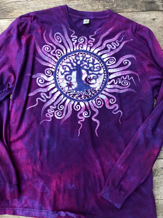Mulberry Tree of Life Long Sleeve Organic Cotton Tshirt - Size XL tshirt batikwalla 