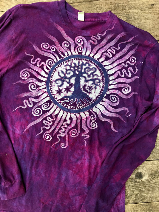 Mulberry Tree of Life Long Sleeve Organic Cotton Tshirt - Size Large tshirt batikwalla 