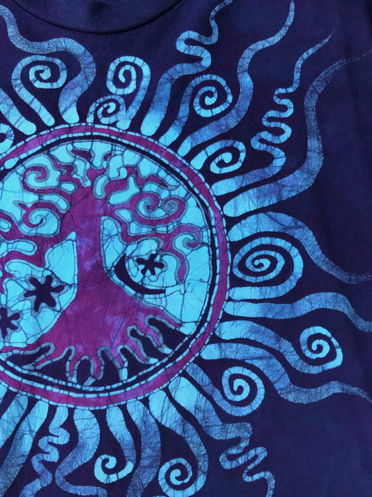 Moonlight Mandala Tree of Life Long Sleeve Organic Cotton Tshirt - Size XL tshirt batikwalla 