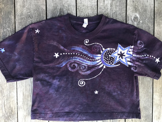 Marooned In The Galaxy Of Starlight Oversize Crop Top Batikwalla by Victoria 